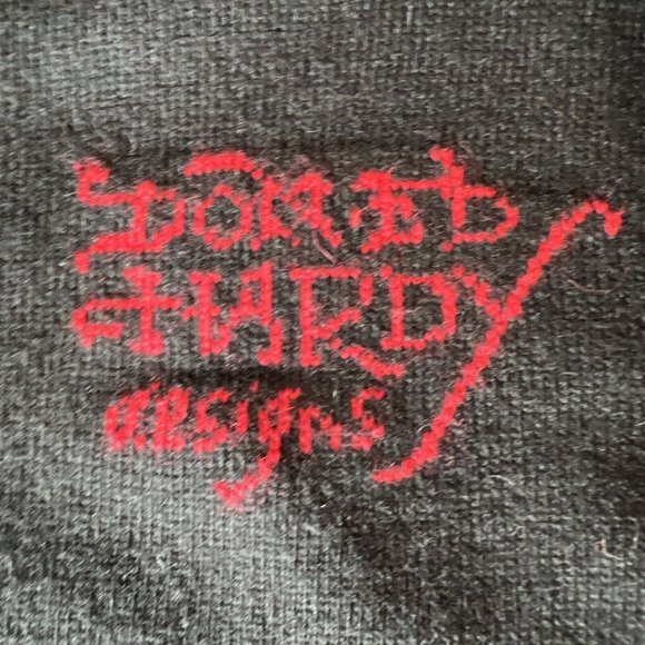 ED HARDY L Hooded Wool Blend Zip Knit Sweater Cardigan Scull LOVE KILLS SLOWLY - Picture 9 of 14